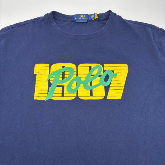 Polo Ralph Lauren Large Navy Blue 1987 Graphic Classic Fit Short Sleeve T-Shirt - Picture 1 of 5